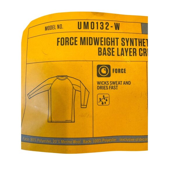 Carhartt Force Midweight Size Small Synthetic Merino Wool Base Layer Crewneck To - Picture 4 of 9